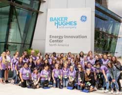 SAGE STEAM campers in front of Baker Hughes Energy Innovation Center in Oklahoma City